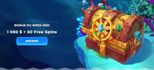 Bonus du week-end chez Posido : 1 050 $ + 50 Free Spins Coffre au trésor Posido pour le bonus du week-end de 1 050 $ et 50 tours gratuits
